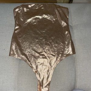 Metallic gold tube one piece top